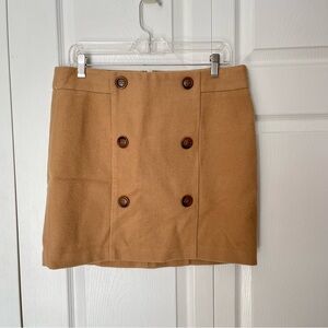 GAP Tan Double-Breasted Mini Skirt